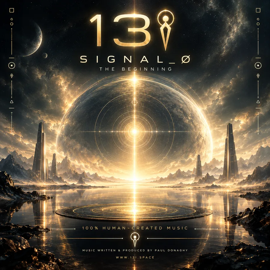 Signal_Ø cover: a golden ring of light over a planet and still water